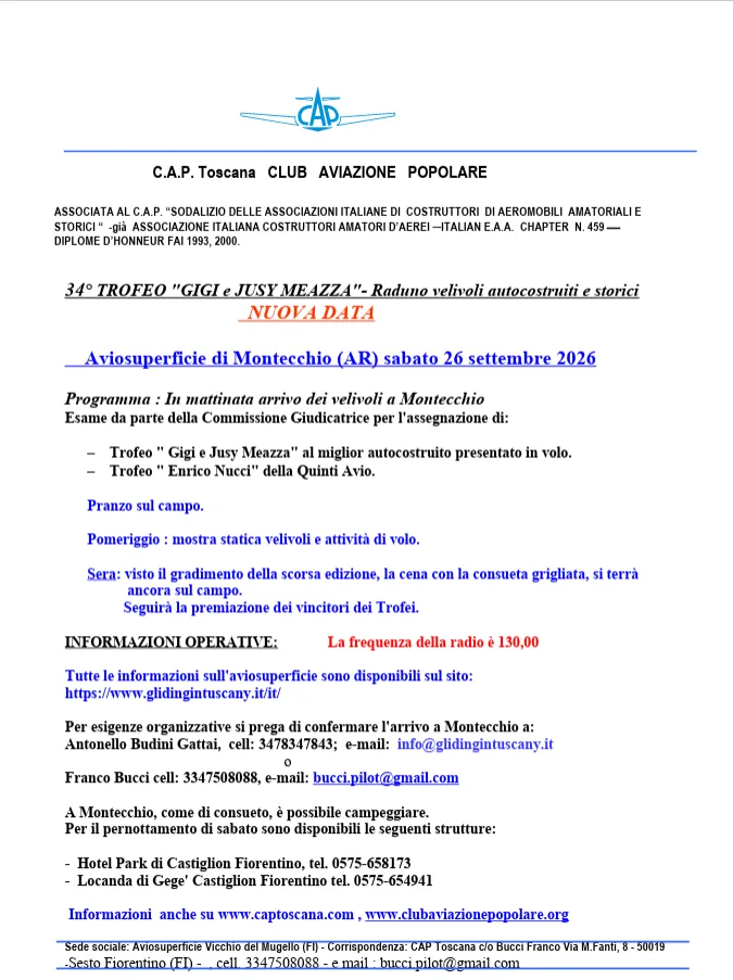 Ecco il programma per il raduno del 26 settembre 2026